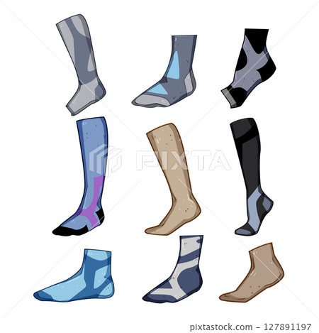 compression socks set cartoon vector illustration 127891197
