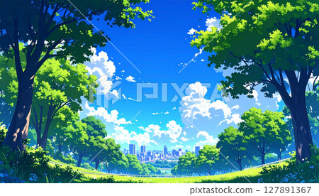 積雨雲籠罩的清新都市夏日天空 127891367