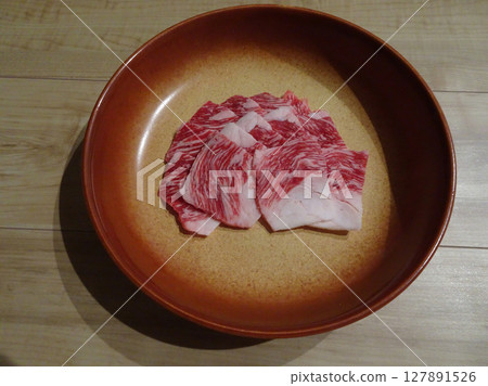 A rare cut of yakiniku, a specialty of Hiroshima Prefecture, Japan: Koune 127891526