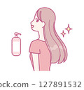 一個女人做頭髮護理的插圖 127891532