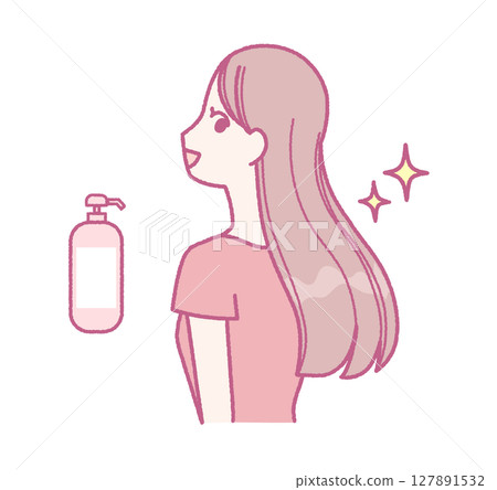 一個女人做頭髮護理的插圖 一個女人做頭髮護理的插圖 127891532