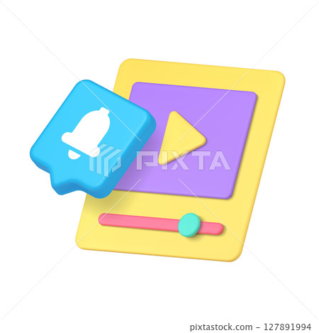 3d Realistic Icon Of Video Player With Notification Badge For Modern Digital Media Applications 127891994