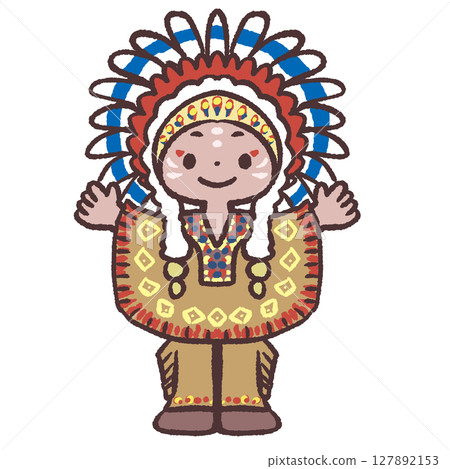 美國原住民兒童插畫 127892153