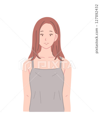 Illustration material of a woman wearing a bra top Illustration material of a woman wearing a bra top 127892432