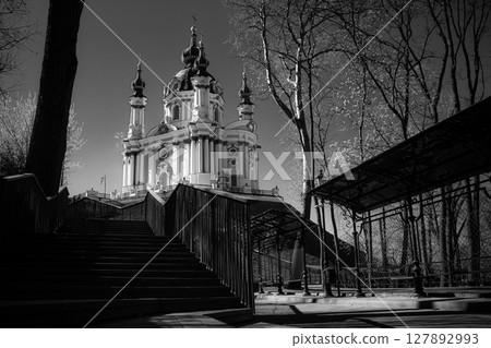 Beautiful baroque St. Andrew's Church or the Cathedral of St. Andrew was built in Kyiv Beautiful baroque St. Andrew's Church or the Cathedral of St. Andrew was built in Kyiv 127892993
