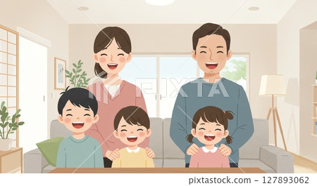 A happy portrait of a family smiling brightly in nature 127893062