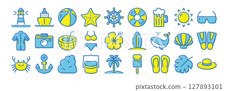 Summer colorful icon set Summer colorful icon set 127893101
