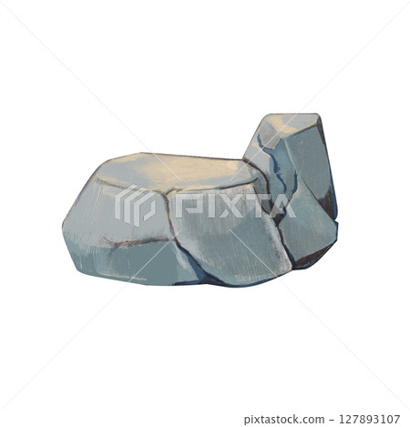 Grey stone with angular shapes. Watercolor illustration of a cartoon style landscape. A huge stone, part of a cliff. Perfect for fantasy backgrounds, nature scenes, game materials, and storybooks. Grey stone with angular shapes. Watercolor illustration of a cartoon style landscape. A huge stone, part of a cliff. Perfect for fantasy backgrounds, nature scenes, game materials, and storybooks. 127893107