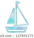 Summer sea vehicle yacht gentle ecology icon design symbol stamp watercolor 127893173