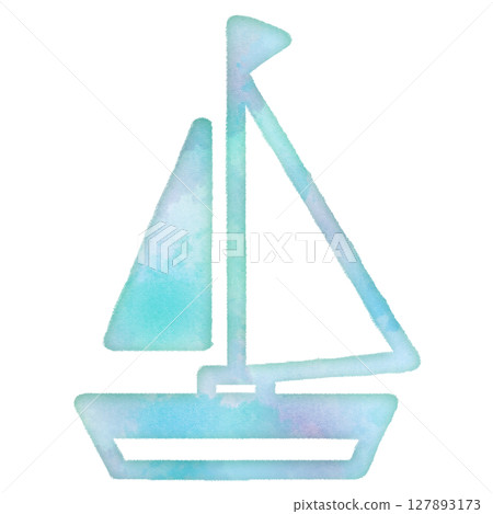 夏季海車遊艇溫和生態圖示設計符號郵票水彩 夏季海車遊艇溫和生態圖示設計符號郵票水彩 127893173