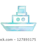 Summer sea vehicle ship cargo ship friendly ecology icon design symbol stamp watercolor 127893175