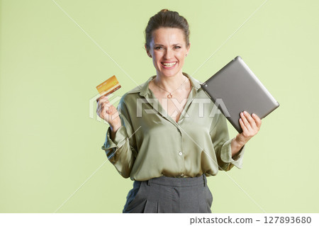Secure online shopping with tablet and card 127893680