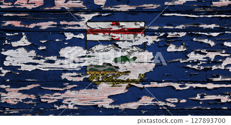Flag of Alberta painted on a wooden board Flag of Alberta painted on a wooden board 127893700