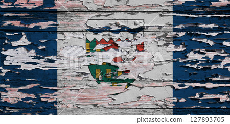 Flag of the Northwest Territories painted on a wooden board 127893705