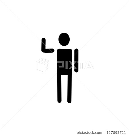 Person Raising Hand Icon – Greeting, Calling or St Person Raising Hand Icon – Greeting, Calling or St 127893721