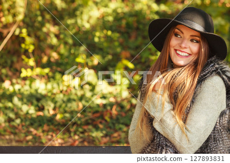 Portrait of beauty woman in hat Portrait of beauty woman in hat 127893831