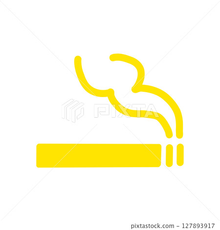 Smoking Area Icon – Cigarette Symbol with Smoke Ve 127893917