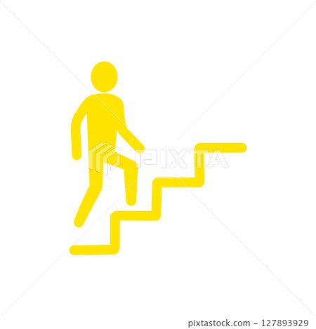 Stairs Climbing Icon – Person Walking Up Steps Sil 127893929