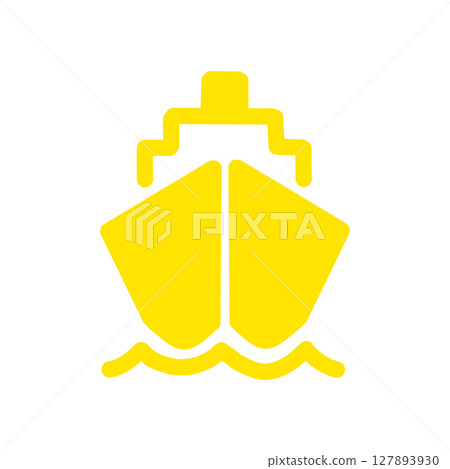 船舶正面視圖圖示 - 水上船的輪廓 127893930
