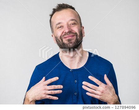 Funny man fooling around 127894096