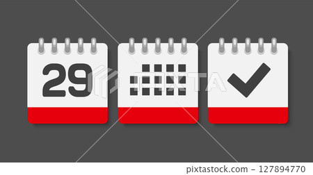 Vector icon page calendar - 29 day, agenda, done 127894770