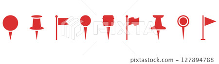 Map Pin And Flag Solid Icon Set. Location Markers, Navigation, And Destination Symbols Silhouette Collection. Geolocation And Mapping Tools. Isolated Vector Illustration Map Pin And Flag Solid Icon Set. Location Markers, Navigation, And Destination Symbols Silhouette Collection. Geolocation And Mapping Tools. Isolated Vector Illustration 127894788