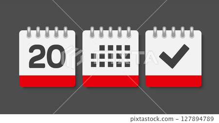 Vector icon page calendar - 20 day, agenda, done Vector icon page calendar - 20 day, agenda, done 127894789