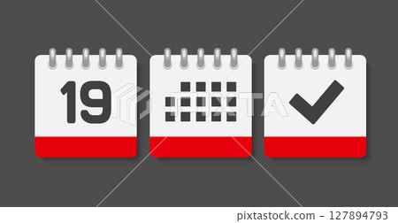 Vector icon page calendar - 19 day, agenda, done Vector icon page calendar - 19 day, agenda, done 127894793