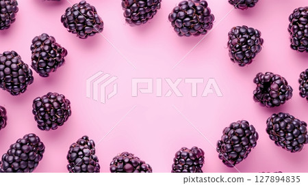 Blackberry organic fruit healthy real food copy space circular arrangement background Blackberry organic fruit healthy real food copy space circular arrangement background 127894835