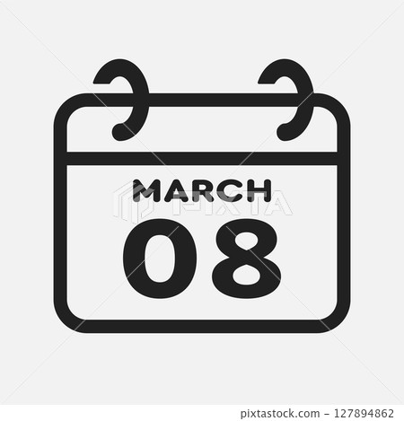 Icon page calendar day - 8 March 127894862