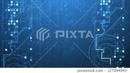 Abstract background. Scientific and technological concept with the use of technical elements formed in the shape of a circle. Vector 127894943