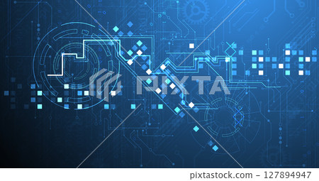Abstract background. Scientific and technological concept with the use of technical elements formed in the shape of a circle. Vector 127894947