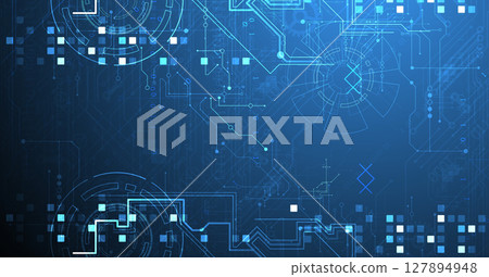 Abstract background. Scientific and technological concept with the use of technical elements formed in the shape of a circle. Vector 127894948