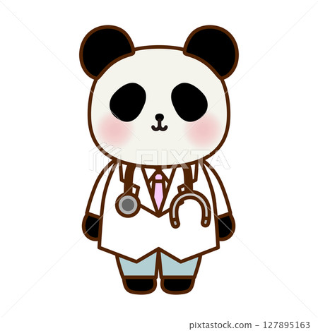 可愛的熊貓醫生插畫素材 可愛的熊貓醫生插畫素材 127895163