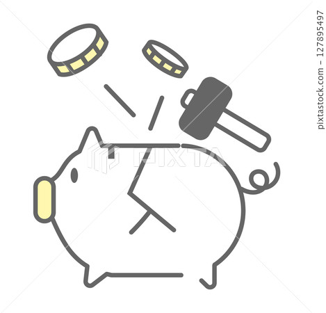 Icon of breaking a piggy bank and spending money Icon of breaking a piggy bank and spending money 127895497