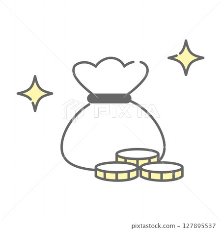 硬幣和錢袋閃光圖示插圖 127895537