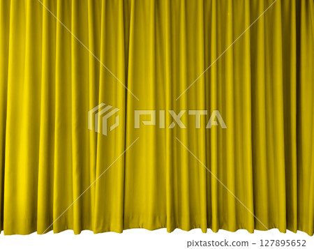 Yellow curtains for interior decoration, background. 127895652