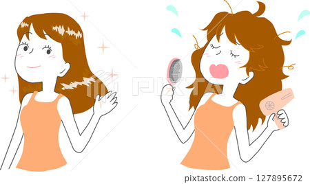 患有頭髮的女人的插圖 127895672