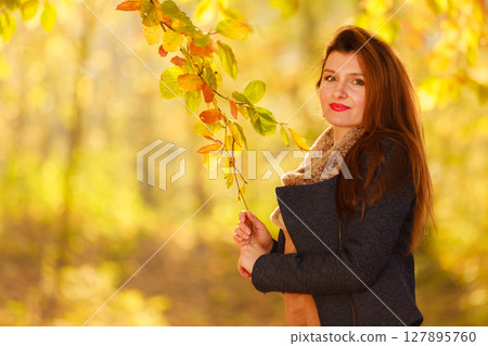 Young woman in autumnal park Young woman in autumnal park 127895760