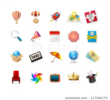 Realistic Detailed 3d Color Different Objects Set. Vector Realistic Detailed 3d Color Different Objects Set. Vector 127896178