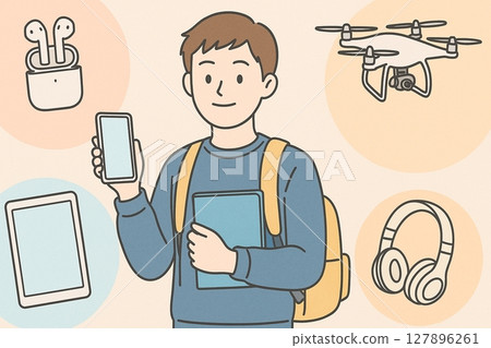A man of the digital native generation who is adept at using IT devices 127896261