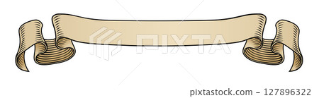 Scroll Banner Ribbon Woodcut Vintage Parchment 127896322