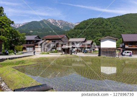 Shirakawa-go rural scenery and traditional Japanese villages 127896730