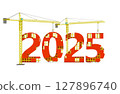 2025 Construction Concept with Cranes and Numbers 127896740