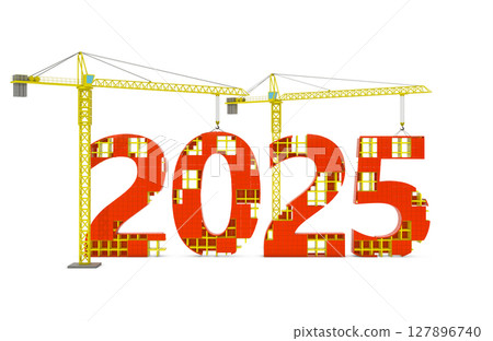 2025 Construction Concept with Cranes and Numbers 127896740