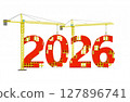 2026 Construction Concept with Cranes and Numbers 127896741