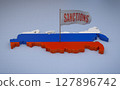 Russia Map with Sanctions Flag 127896742