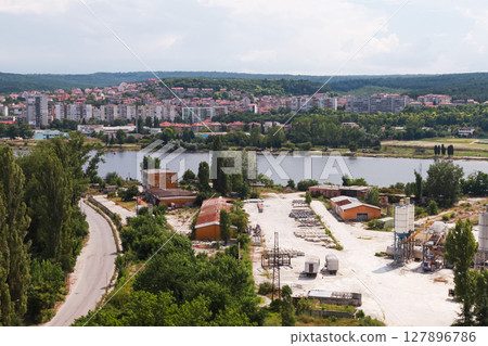 A scenic aerial view capturing a suburban neighborhood, Varna 127896786