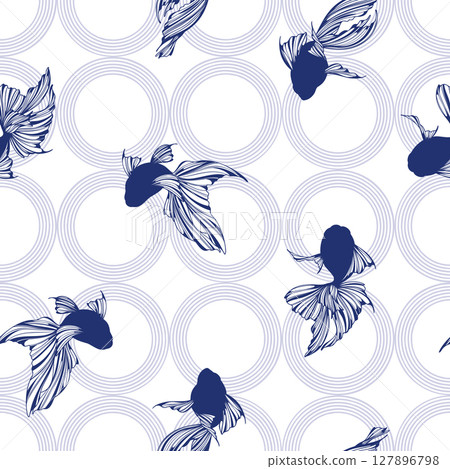 A graceful goldfish pattern that swims coolly in running water, 127896798