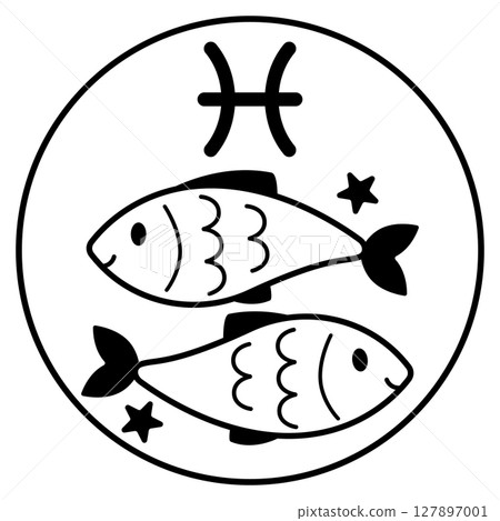 Pisces illustration icon monotone 127897001